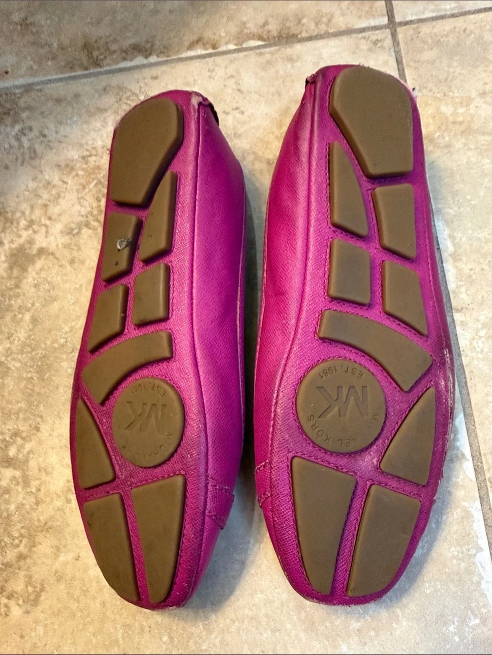 Michael Kors Hot Pink MK Logo Leather Ballet Flats